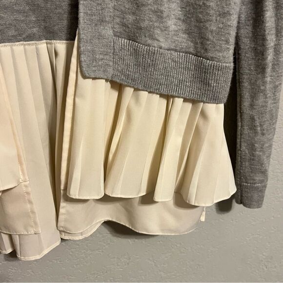 Chelsea28 Grey Ruffle Cardigan Sweater - Picture 3 of 7